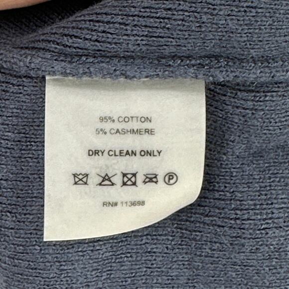 Margaret O'Leary Leila Button Cuff Ruffled Mock Neck Sweater Sz S Slate Blue - Picture 8 of 8